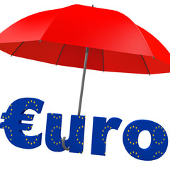 Euro bailout fund, red umbrella with the word euro
