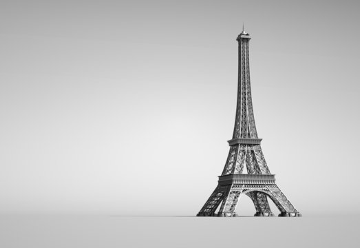 Eiffel Tower in Paris. 3d illustration on a white background.