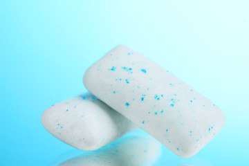 chewing gums on blue background