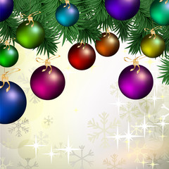 Christmas greeting card with colorful balls
