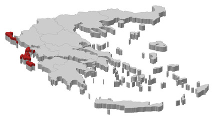 Map of Greece, Ionien Islands highlighted