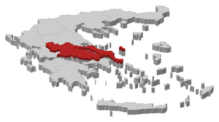 Map of Greece, Central Greece highlighted