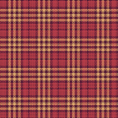 Seamless texture of rough cotton fabric with plaid
