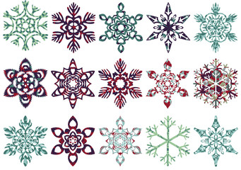 Collection of patch snowflakes