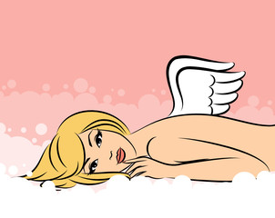 Angel girl with wings. Vector illustration