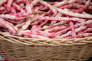 Fresh vegetable red string beans macro