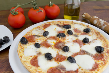 pizza with black olives