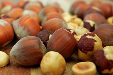 Close up of hazelnuts