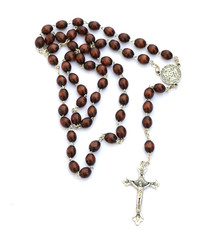 Rosary on white background