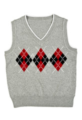 gray vest with a pattern