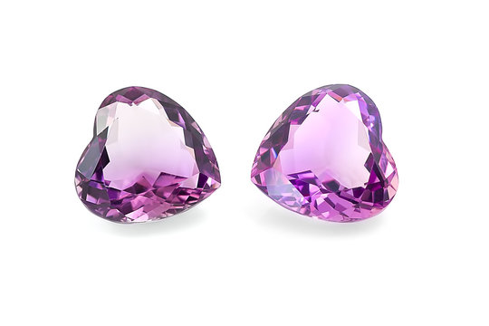 Pair of amethyst hearts.