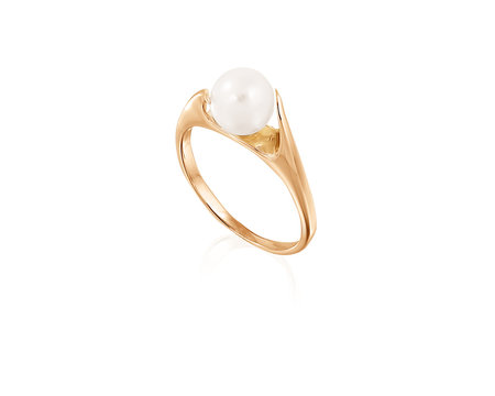 White pearl ring isolated on white.