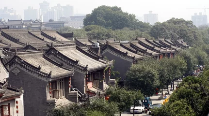 Fotobehang Altstadt von Xian, Blick über die Dächer © koep