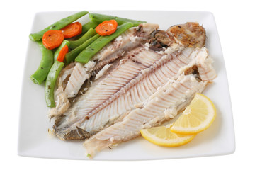 grilled sole with vegetables and salad