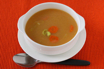 leek soup in white bowl