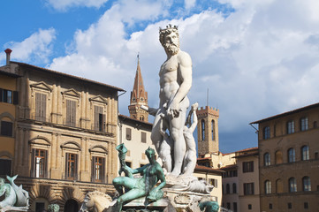 Fototapeta na wymiar The fountain of Neptune in Florence