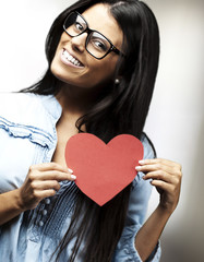 woman showing gift