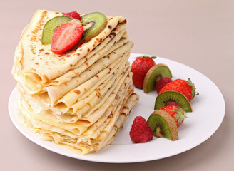pancake pile and fruit