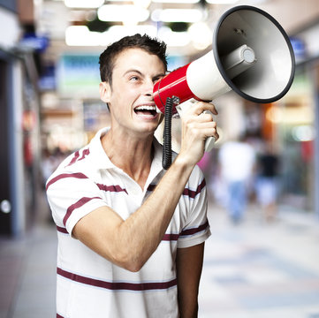man with megaphone