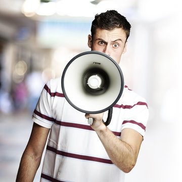 young man shouting