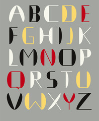 Alphabet constructed of simple shapes