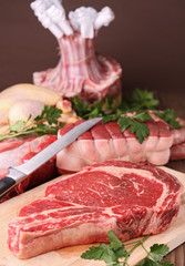 assortment of raw meat