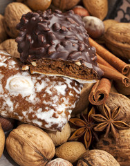 gingerbread pastry, nuts and spices