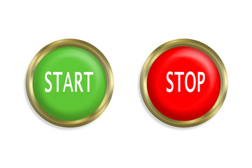 start and stop button on white background