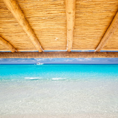 Cane sunroof with tropical perfect beach