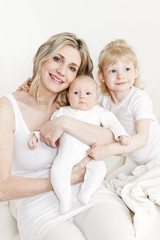 portrait of mother with her daughters