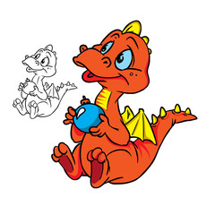 little dragon with a Christmas ball