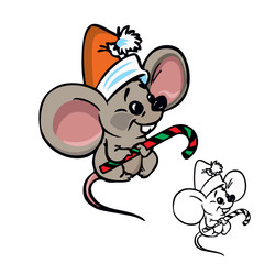 cute Christmas mouse with candy