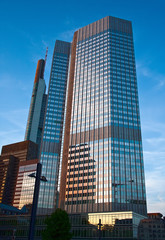 Skyscrapers in the city and blue sky. Frankfurt. Germany