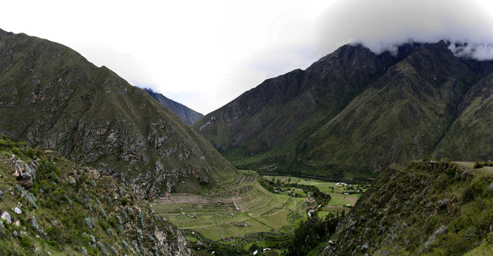 Panorama of Inca Ruins on the Inca Trail