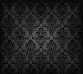 Obraz na płótnie Canvas Vector illustartion of black seamless wallpaper pattern