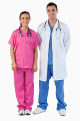 Portrait of a doctor and a nurse standing up