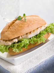 healthy sandwich with chest of grilled chicken and lettuce