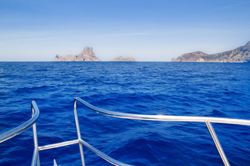 boat bow in Es Vedra of Ibiza island