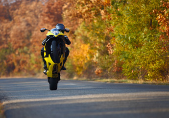 Fototapeta premium wheelie on motorcycle