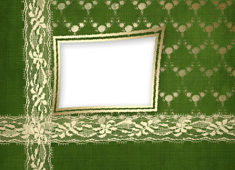 Card for invitation or congratulation with gold lace