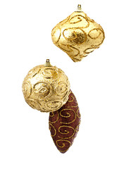 Christmas baubles isolated on white background