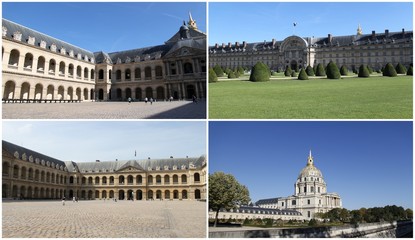 Fototapeta na wymiar Les Invalides à Paris, 4 photos pour carte postale 