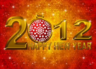 Gold 2012 Happy New Year Snowflakes Ornament Illustration