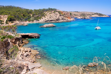 Fototapeta na wymiar Ibiza Punta de Xarraca turquoise beach