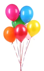 Vlies Fototapete Ballon helle luftballons isoliert auf weiß.
