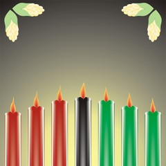 seven kwanzaa candles in vector