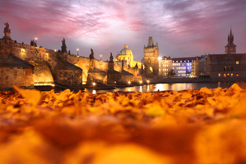 Charles Bridge in evening   Prague, Czech Republic