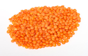 red lentils isolated on white