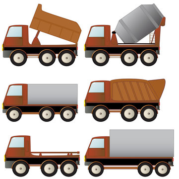 set of construction specialized transport and lorry