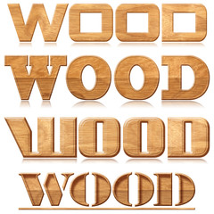 Four words "wood" in wood carving